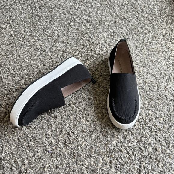 Donald J Pliner Cory Platform Slip On Sneakers Shoe Size 8 M Black Stretch Knit